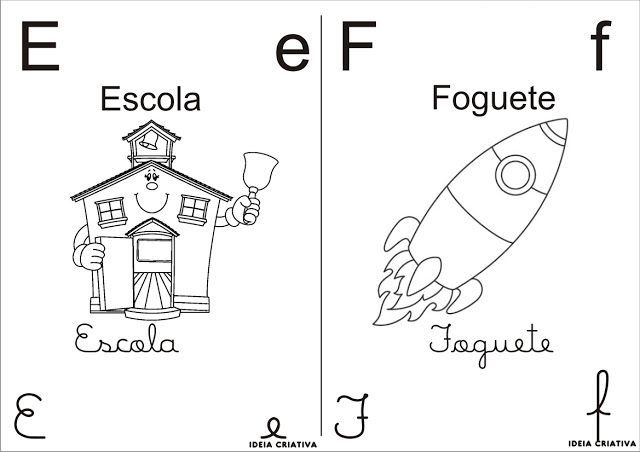 Alfabeto com 4 tipos de escrita da letra para sala de aula infantil 