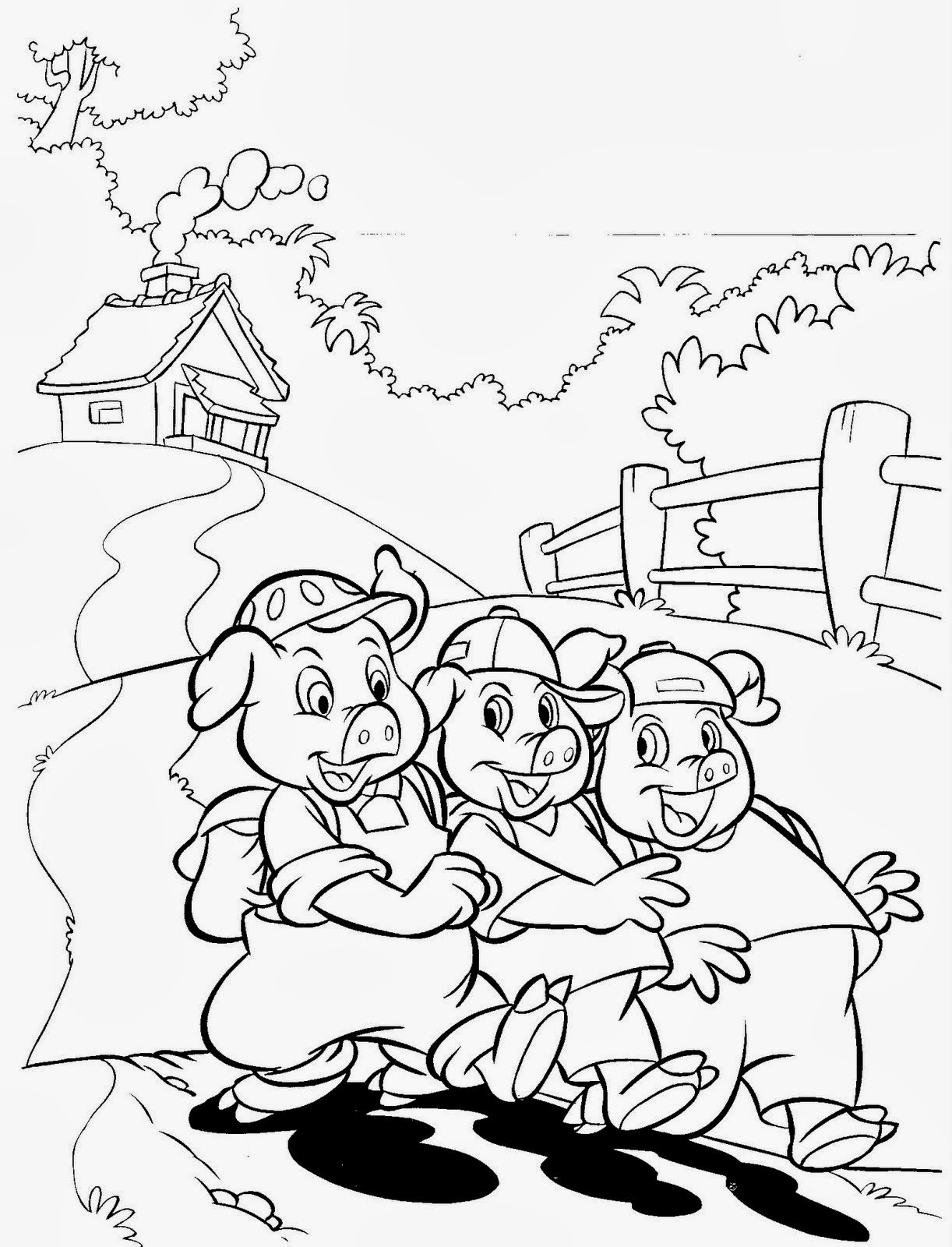 Desenho para colorir três porquinhos Atividades Educativas