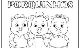 Desenho para colorir três porquinhos